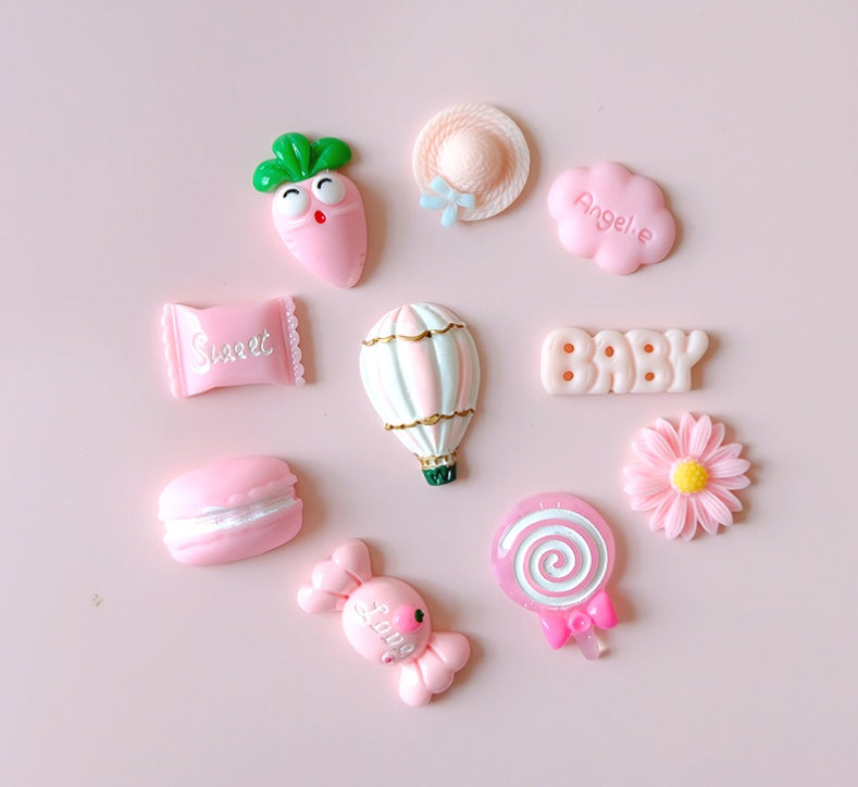 Cream Glue Hair Clip Set Resin Accessories