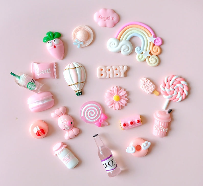 Cream Glue Hair Clip Set Resin Accessories