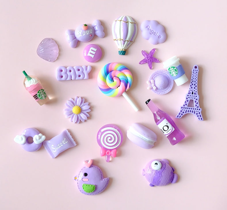 Cream Glue Hair Clip Set Resin Accessories