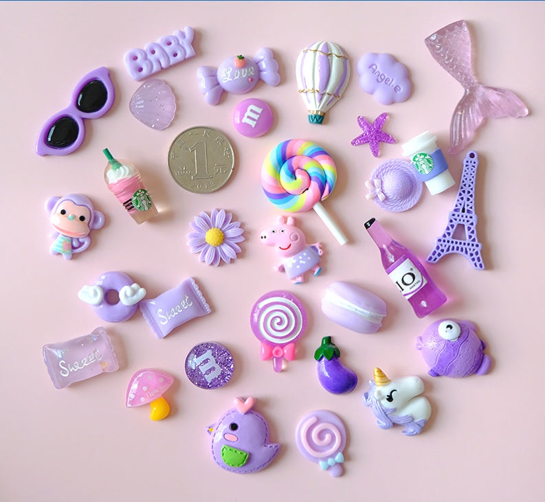 Cream Glue Hair Clip Set Resin Accessories