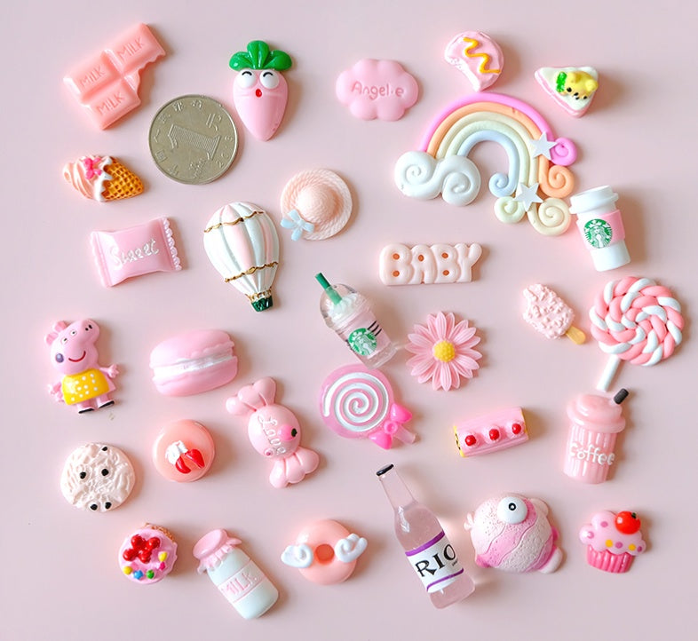 Cream Glue Hair Clip Set Resin Accessories