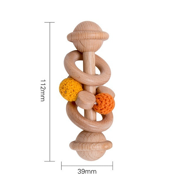 Rattle Wood Teething Rode