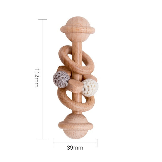 Rattle Wood Teething Rode