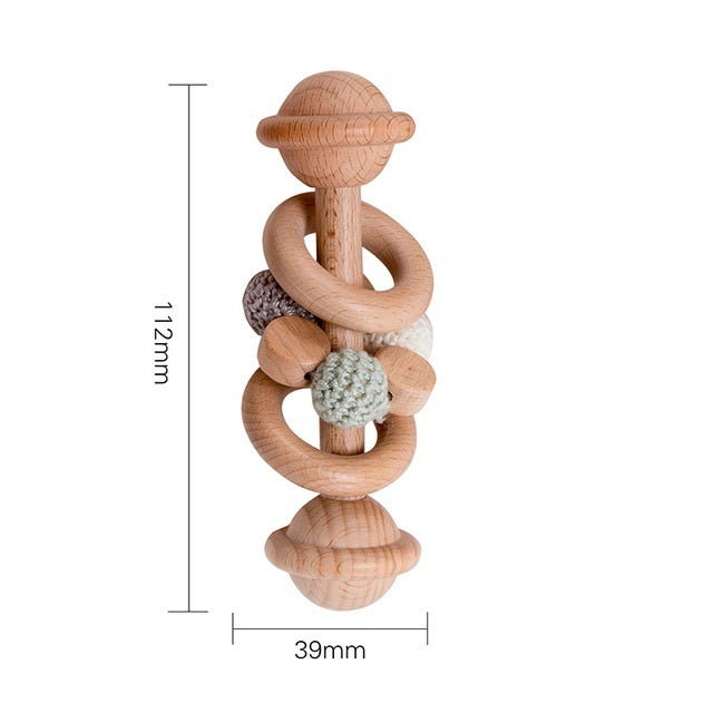 Rattle Wood Teething Rode