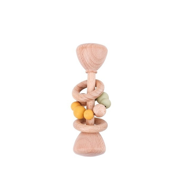 Rattle Wood Teething Rode