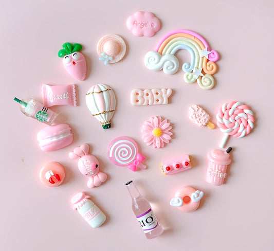 Cream Glue Hair Clip Set Resin Accessories