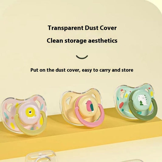 Newborn Anti-flatulence Sleepy Flat Head Pacifier With Dust Cover